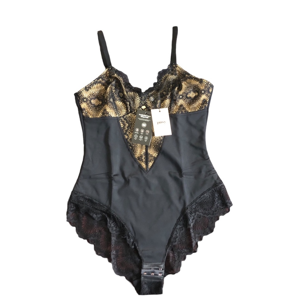 Pinsy Sculpting Black Lace Shapesuit Bodysuit Size Medium